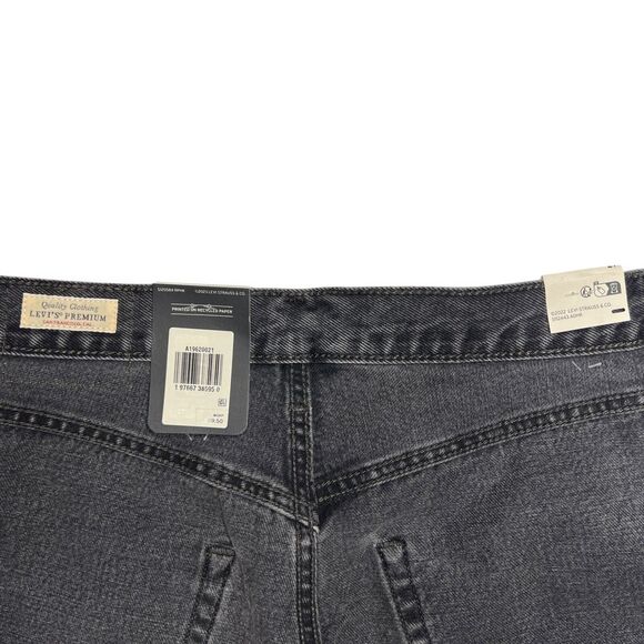 Levis Premium Womens 501 90s Denim Jean Shorts Mid Thigh Rise Long Black Gray - Picture 12 of 16